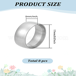 8 bague simple en acier inoxydable pour femme&nbsp;RJEW-LP0001-06
