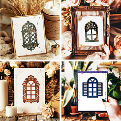 3 Stück 3 Stile Vintage-Fenster-Thema Stanzschablonen aus Kohlenstoffstahl&nbsp;DIY-WH0309-4526
