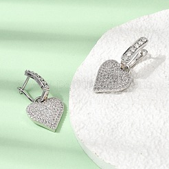 Boucles d'oreilles créoles pendantes en laiton serties de micro-pavés de zirconiums cubiques&nbsp;EJEW-G471-15P-01