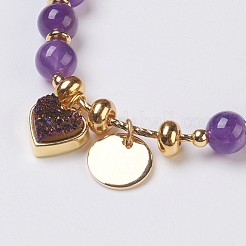 Perline di ametista naturale si estendono bracciali&nbsp;BJEW-I261-01E