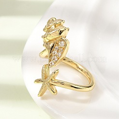 Messing Micro Pave klare Zirkonia Manschette offene Ringe&nbsp;RJEW-C164-07G
