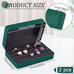 Rechteckige Fingerring-Displayboxen aus PU-Leder mit 3 Steckplatz&nbsp;CON-WH0099-10B