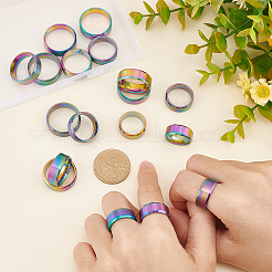 18 anillo de dedo de banda ancha de acero inoxidable de 9 estilos para mujeres y hombres&nbsp;RJEW-UN0002-53M