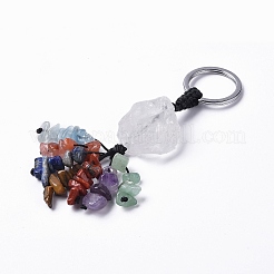 Pepita di pietre preziose miste naturali con portachiavi con nappe in pietre preziose miste&nbsp;KEYC-P012-02P