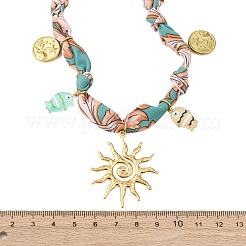 Collar con colgante de sol y pez de resina de acero inoxidable 304&nbsp;NJEW-D340-03G