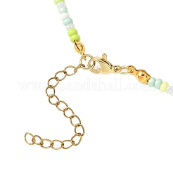 Collane di perline di vetro con ciondolo in lega di smalto a forma di fiore per donna&nbsp;NJEW-JN05550-01