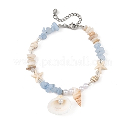 Cavigliere con ciondoli a forma di conchiglia marina naturale&nbsp;AJEW-AN00839