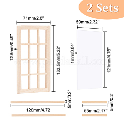 Diy rechteckige Mini-Holzfenster&nbsp;DIY-WH0002-26