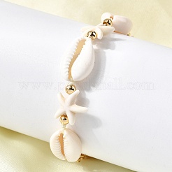Bracelets en perles de coquillage et d'étoile de mer pour femmes&nbsp;BJEW-F520-05G