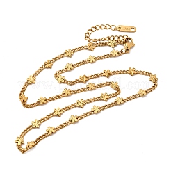 Collane da donna con catena a maglia barbazzale a fiore in acciaio inossidabile 304 da 4.5 mm&nbsp;NJEW-G199-01G