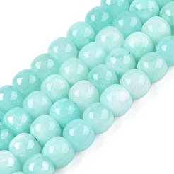 Teñidos naturales blancas abalorios de jade hebras&nbsp;G-T138-S09
