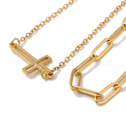 Catene a graffetta in acciaio inossidabile 304 e set di bracciali a catena a maglie&nbsp;AJEW-U005-05A-G