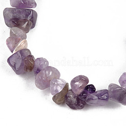 Pulseras elásticas con cuentas de amatista natural con chip unisex&nbsp;BJEW-S143-13