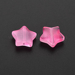 Perle di vetro verniciato a spruzzo trasparente bicolore&nbsp;GLAA-T022-25-C06