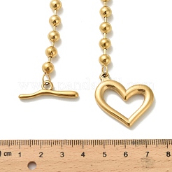 Colliers à chaîne à billes en acier inoxydable 304 avec pendentif en forme de cœur pour femmes&nbsp;NJEW-C088-05G