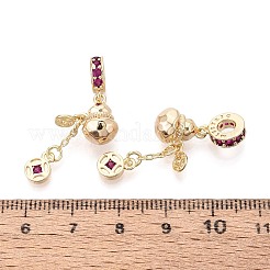 Europäische Anhänger aus Messing mit Mikropavé-Fassung und tiefrosa Zirkonia&nbsp;KK-N287-18G