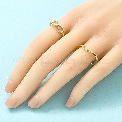 2 pz 2 stili ottone micro pavé trasparente cubic zirconia anelli polsino per le donne&nbsp;RJEW-S399-04G