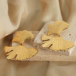 Orecchini a bottone in ferro con foglia di ginkgo per donna&nbsp;RB5534-2