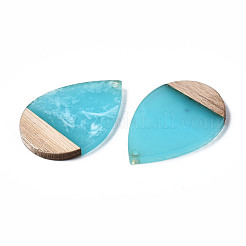 Pendentifs en résine transparente et bois de noyer&nbsp;X-RESI-T035-28-A02