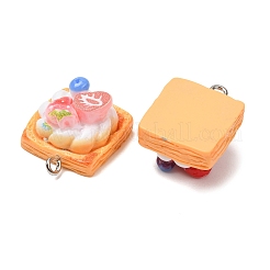 Pendentifs en résine opaque imitant des fraises&nbsp;RE-CBABBAC-01