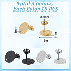 30 pz 3 colori 304 acciaio inossidabile orecchini a perno&nbsp;STAS-UN0056-10