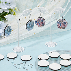 Kit fai da te per realizzare orecchini pendenti rotondi e piatti in legno con trasferimento termico&nbsp;DIY-SP0001-64
