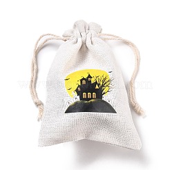 Sacchetti portaoggetti in panno di cotone di halloween&nbsp;ABAG-M004-01F