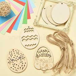 5 Sets 5 Stile diy Ostereierform Holzanhänger Dekorationen&nbsp;DIY-CJ0002-18