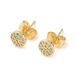 Boucles d'oreilles à tige rondes en laiton avec micro pavé de zircons cubiques transparents&nbsp;EJEW-Z144-10G