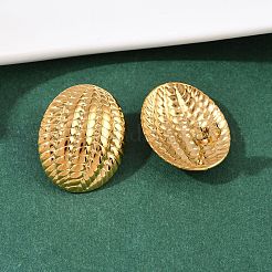 Boucles d'oreilles à tige ovales texturées en acier inoxydable 304&nbsp;EJEW-I320-21G-04
