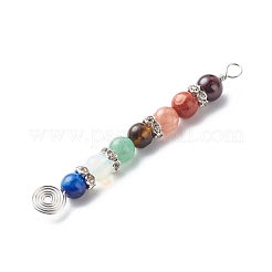 7 Chakra gemischter Edelstein-Kupferdraht umwickelt große Anhänger&nbsp;PALLOY-JF01899-02