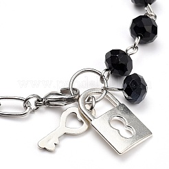 Bracciali con ciondoli in lega con chiave e serratura&nbsp;BJEW-JB05349-04