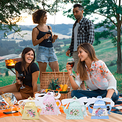 12 stücke 4 arten blume gedruckt 3d teekanne geformt papier süßigkeiten geschenk boxen mit band&nbsp;DIY-SP0006-38