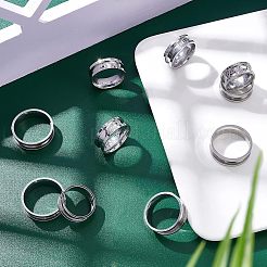 21 Stück 7 Größen 201 Edelstahl geriffelter Fingerring für Frauen&nbsp;RJEW-DC0001-08