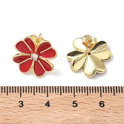 Blume Messing Emaille Ohrstecker&nbsp;EJEW-C177-01G-01