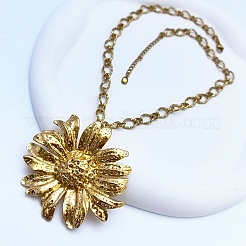 Collane con ciondolo a forma di girasole in acciaio inossidabile 304 per donna&nbsp;NJEW-L467-03G