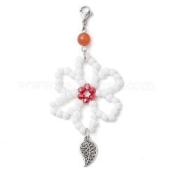 4 pz 4 colori fiore di vetro e decorazione pendente con perline occhio di gatto&nbsp;HJEW-TA00296