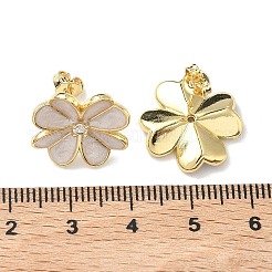 Orecchini in ottone fiore dello smalto&nbsp;EJEW-C177-01G-02
