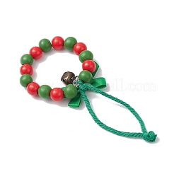 Décoration pendentif couronne de Noël en perles de bois&nbsp;HJEW-JM03829-02