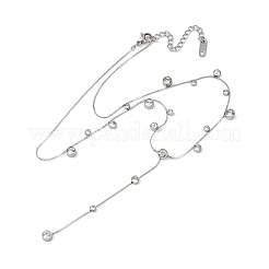 Colliers en Y à maillons ronds et plats en acier inoxydable 304 avec zircones cubiques transparentes&nbsp;LS-NJEW-Z088-01P