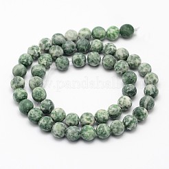 Fili di perline rotondi di diaspro naturale verde spot&nbsp;G-D678-10mm