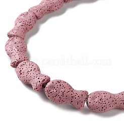 Brins de perles de pierre de lave naturelle teintées de poisson&nbsp;G-O126-01A-12