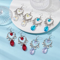 Orecchini lampadario a forma di cuore in lega di stile tibetano&nbsp;EJEW-JE05426