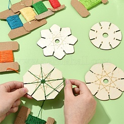4 Stück 4 Stile Holzflechtscheibe&nbsp;AJEW-YW0002-16
