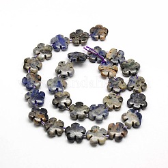 Fleur naturelle tache bleue perles de jaspe brins&nbsp;G-L241B-15