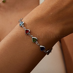 Bracciali a catena con maglie in ottone e vetro per donna&nbsp;WGAE243-02