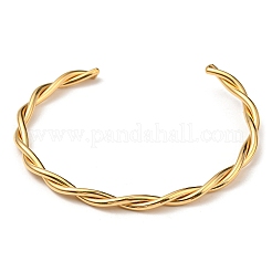 Ionenplattierung (IP) 304 Edelstahl gedrehte Seil Manschette Armreifen&nbsp;BJEW-P296-01G