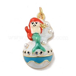 Sirène en laiton micro pave zircone cubique et pendentifs en résine et acrylique&nbsp;KK-G419-30G