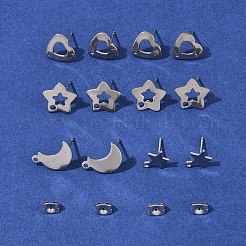 16 pièce de 4 styles de boucles d'oreilles à tige en acier inoxydable 304&nbsp;STAS-FS0001-85P