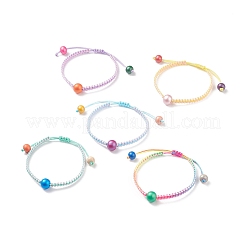 5pcs 5pcs ensemble de bracelets de perles tressées rondes en bois naturel&nbsp;BJEW-JB08807